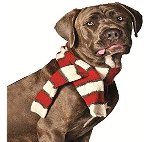 Chilly Dog Bufanda Para Mascotas, Color Blanco Y Rojo