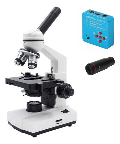 Microscópio Monocular 1000x Com Câmera Hdmi 2k 48mp Cor Branco 127/220V