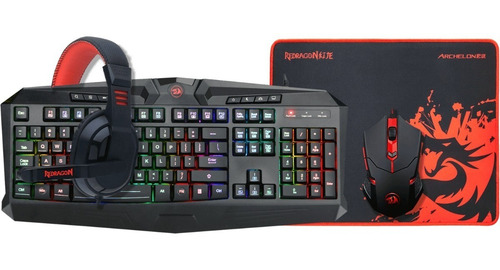 Kit de teclado y mouse gamer Redragon S101-BA Español de color negro