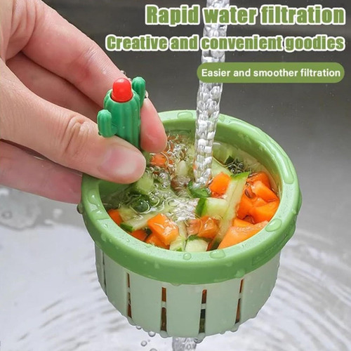 Colador De Fregadero Cactus, Cesta Vacía Automática