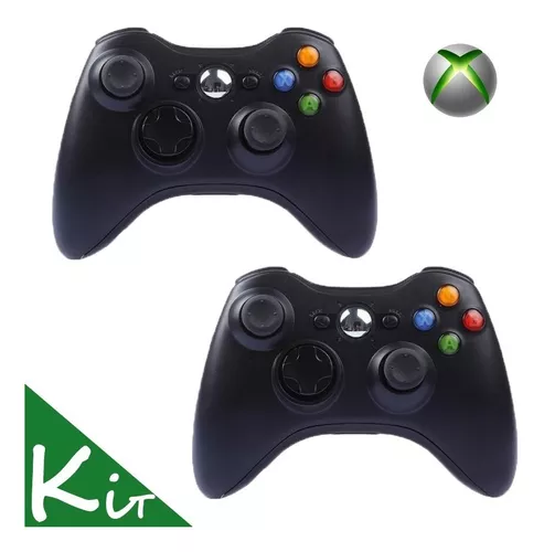 Kit 2 Controle Xbox 360 Sem Fio - Jsx - Preto