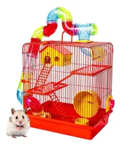 Comprar Gaiola Hamster 3 Andares Luxo Tubo Vermelho Casinha Rodinha