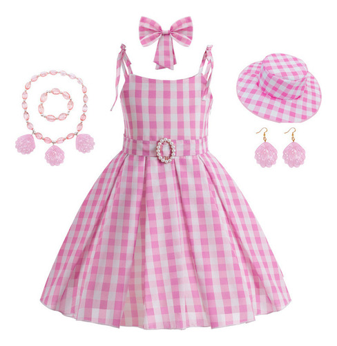 Vestido De Princesa Barbie, Vestido Halter A Cuadros, Conjun