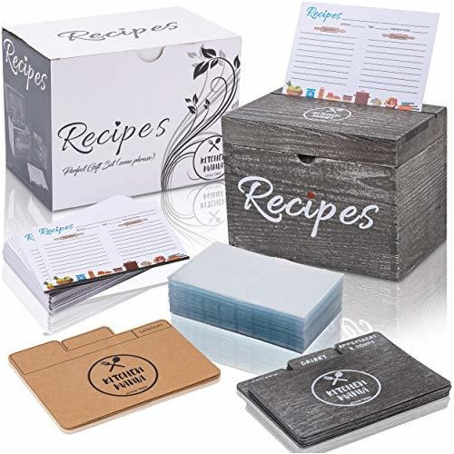 Kitchenmania Wood Recipe Box With Cards,wood Dividers 4x