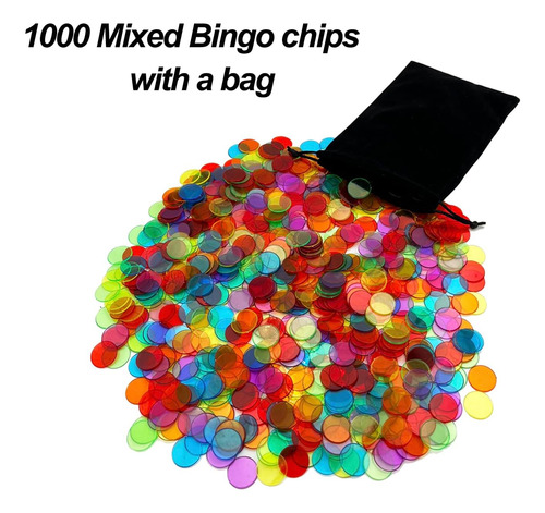1000 Fichas De Conteo De Bingo Transparentes De 6 Colores De