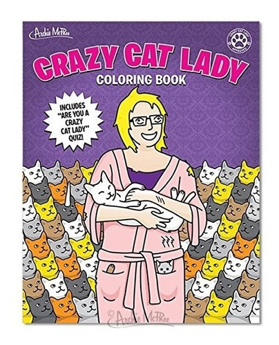 Señora Loca Del Gato Libro Para Colorear, Niños O Adultos Re