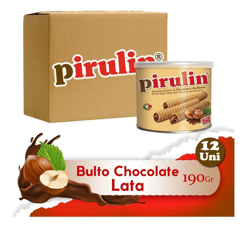 Pirulin Chocolate Lata/envase 190g Bulto De 12 Unidades