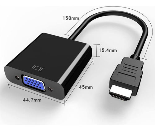 Adaptador HDMI para VGA Conversor HDMI para VGA HD 1080p Entrada HDMI macho para saída VGA fêmea+cabo de áudio de 3,5 mm preto Jeeyee, entrada VGA não é compatível com saída HDMI