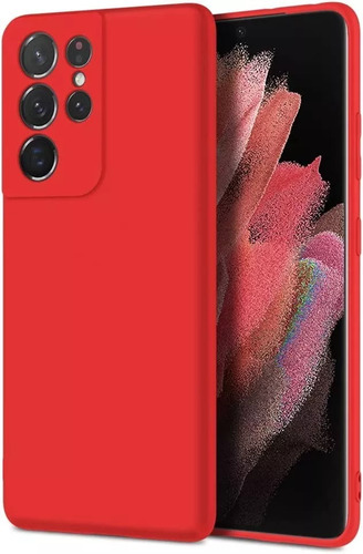 Carcasa Para Samsung Galaxy S21 Ultra Silicona Aterciopelada Color Rojo