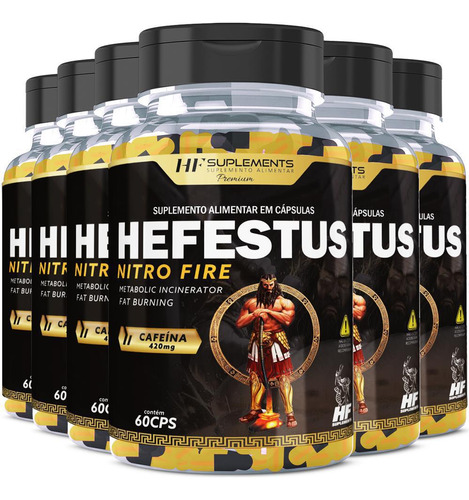 Kit 6 Hefestus Nitro Fire Fat Burning 60 Cps 530 Mg Hf