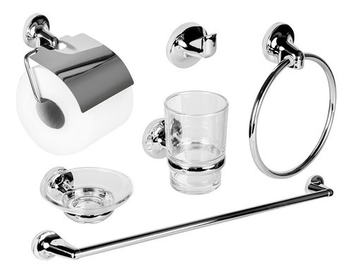 Set Accesorios Baño Ducha 6 Pzs. Acero Inox Vidrio Tawak Sf