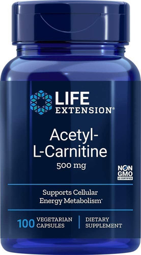 Acetil L Carnitina 500mg Life Extension 100 Vcaps 500mg Poli