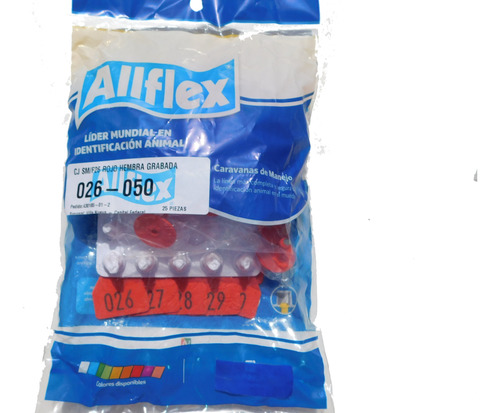 Caravanas Allflex Numeradas Tamaño Chico Para  Porcinos - Ovinos En Bolsa Con 25 U 