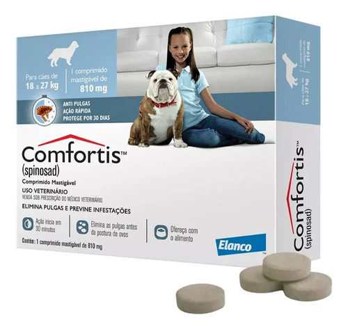 Antipulgas Comfortis 810mg Tratamento Cães De 18/27 Kg 1 Und
