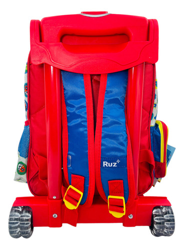 Mochila De Carrito, Lonchera Y Lapicera Paw Patrol Marshall Color Rojo Diseño De La Tela Mod2