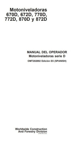 Manual Uso Motoniveladora John Deere 670-672-770-772-870-872
