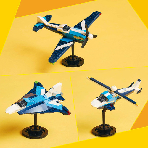 LEGO® Creator 3en1 Aeronave: Avión de Carreras 31160; Juguete transformable en un jet o un helicóptero, juego de vehículos, idea de regalo para niños y niñas de 7 años o más