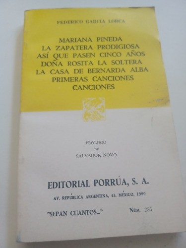 Federico García Lorca Mariana Pineda Y Más Porrúa