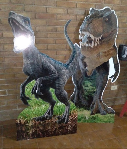 Imagen 1 de 7 de Gigantografia Dinosaurio Blue Y Rex Siluetas De Madera