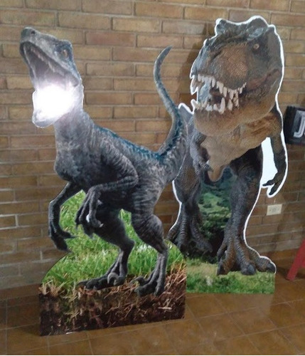 Gigantografia Dinosaurio Blue Y Rex  Siluetas De Madera