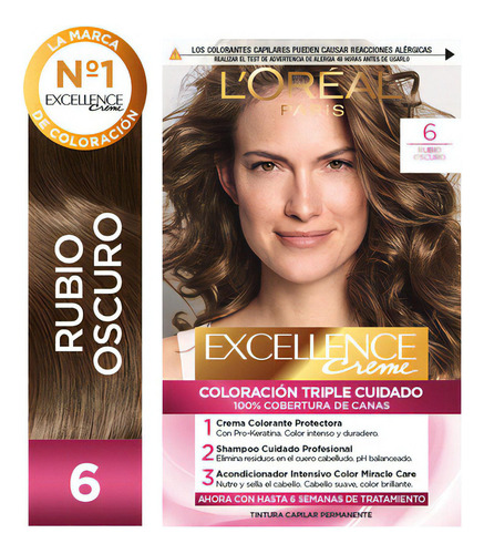 Kit De Coloración Excellence Creme L'oréal Paris Tono Tono 6 Rubio Oscuro