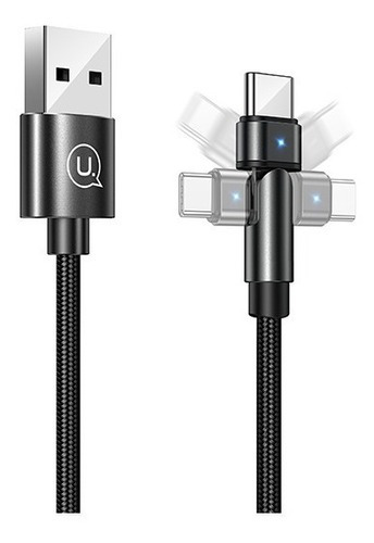 Cabo Usb Tipo C Turbo Quick Charge Ajustável 180 Graus Gamer