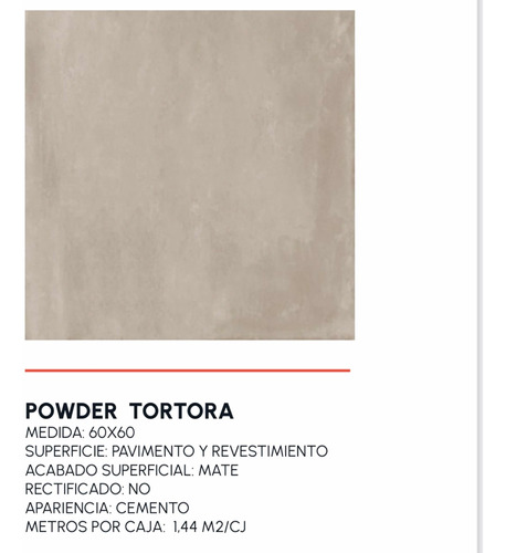 Arg Porcelanato Español Powder Tortora 60x60 Caja 1.44mts