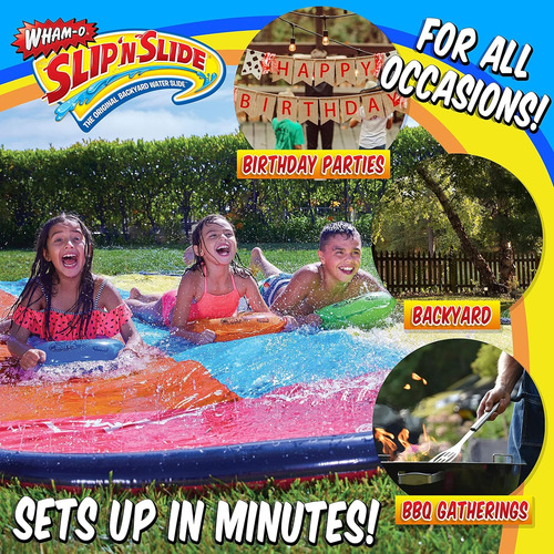 Wham-o Slip N Slide Triple Deslizamiento Y Tobogán Con 3 Bot