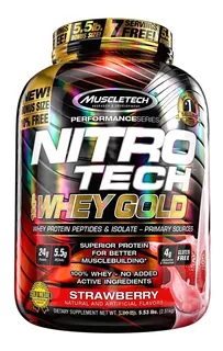 Nitro Tech 100% Whey Gold Protein Muscletech 2,51kg 5,53 Lbs Sabor Strawberry