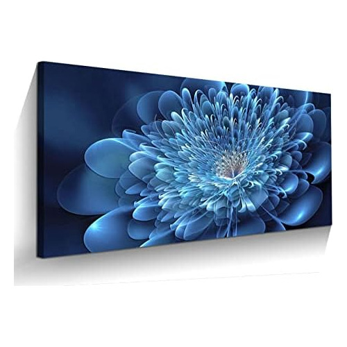 **arte De Pared De Baño Azul Flores Lienzo Moderna Dec...