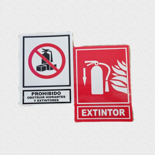Señales Extintor Y Prohibido Obstruir H/e 20x27cm Kit 2 Pzas