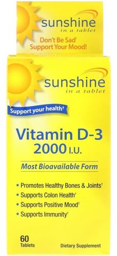 Vitamina D-3 2000iu Sunshine Windmill 60 Tabletas Sabor Orange