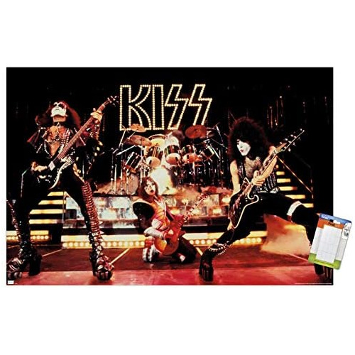 Póster De Kiss Live Show, 22.375  X 34 , Póster Premi...