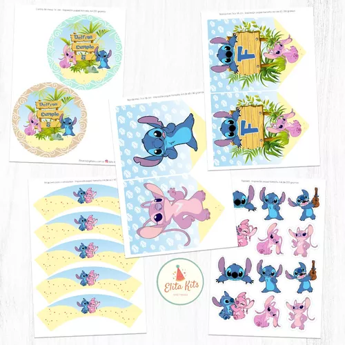 Kit Imprimible Stitch Y Angel Decoración Cumpleaños Candy