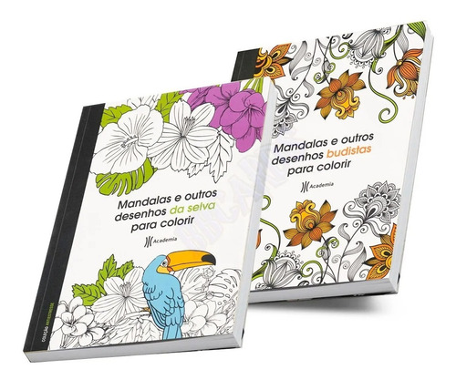 Kit 2 Livros De Colorir - Mandalas Selva E Budistas 