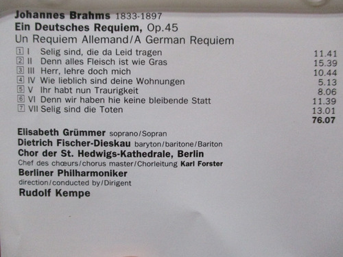 Brahms - Ein Deutsches Requiem. Elisabeth Grümmer, Dietrich