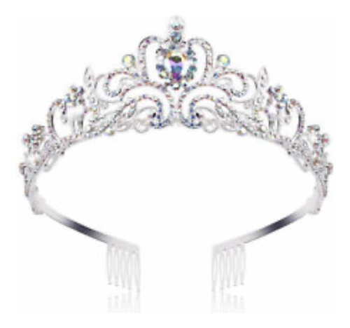 Corona Diadema Reina Mediana Brillos Elegante Metal Grueso