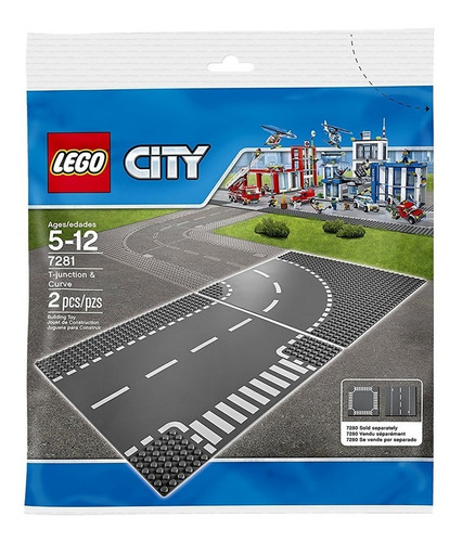 Lego City 7281 Juntas En T Y Curvas 2 Placas Carretera Base