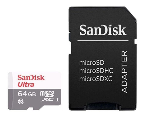 Imagem 1 de 3 de Cartão de memória SanDisk SDSQUNR-064G-GN3MA  Ultra com adaptador SD 64GB