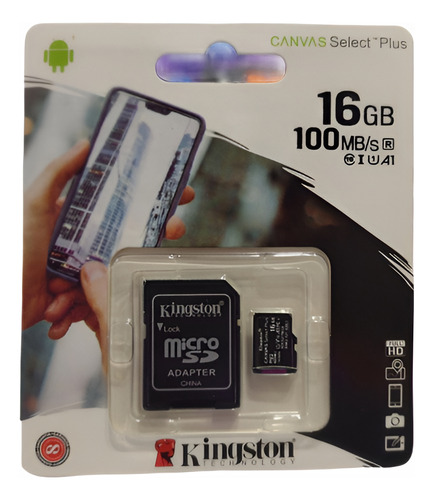 Memoria Micro Sd Hc 16 Gb Kingston Clase 10 C/ Garantia $