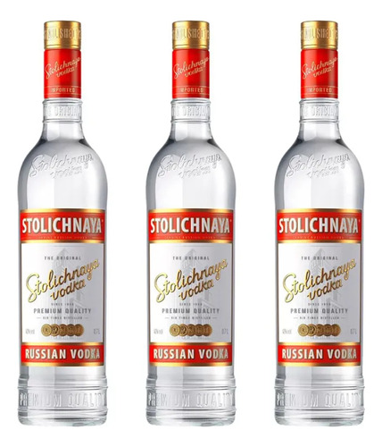 Vodka Stolichnaya 1L Kit 3 Unidades