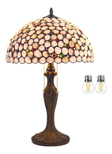 Tiffany Lamp Shell Pearl Table Lamp Shade Metal Base 24  Tal