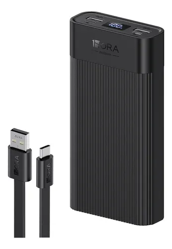 comprar Power Bank 1hora Batería Portátil 20000mah 2.1a Con 2 Puertos Y Pantalla Led Compatible con Ip Samsung Xiaomi, Incluye Cable Tipo C