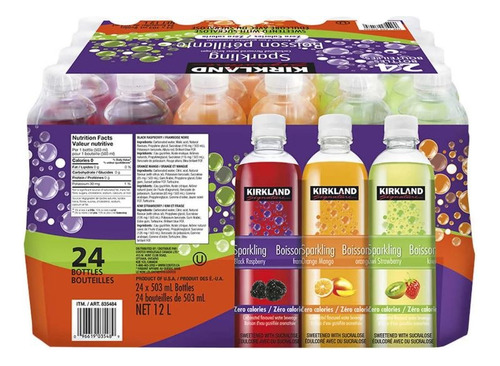 Agua Carbonatada Saborizada Kirkland Sparkling 24pz De 503ml