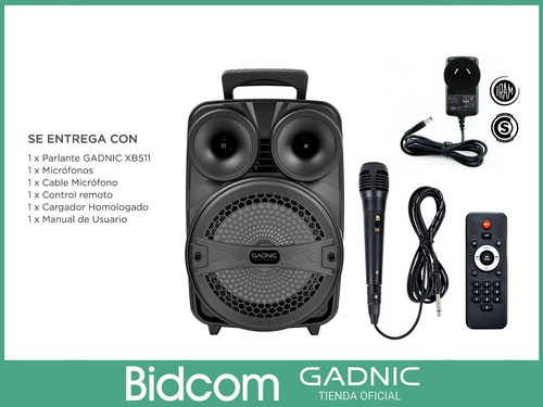 Parlante Portatil Bluetooth Gadnic Karaoke Luz Mic Usb Mp3