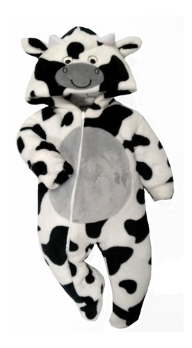 Mameluco Con Gorro Bordado Vaca Y Peluche
