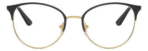 Lentes Oftálmicos Vogue Vo4108 280 Redondo Negro Oro Negro/oro