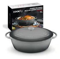 Comprar Horno Holandés Cookify 7 Lts. | Ferro-lux Series | Dutch Oven - Olla De Hierro Fundido Esmaltado Para Todas Las Estufas Y Hornos, Retención De Calor Superior. Color Gris Esmaltado