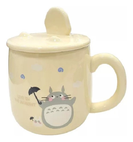 Taza De Cerámica Con Tapa + Cucharita Totoro Moment - 400ml