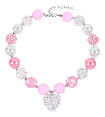 Precioso Collar De Cuentas Rosas Y Blancas Para Niños